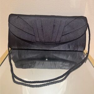 Jessica McClintock Black Satin Clutch